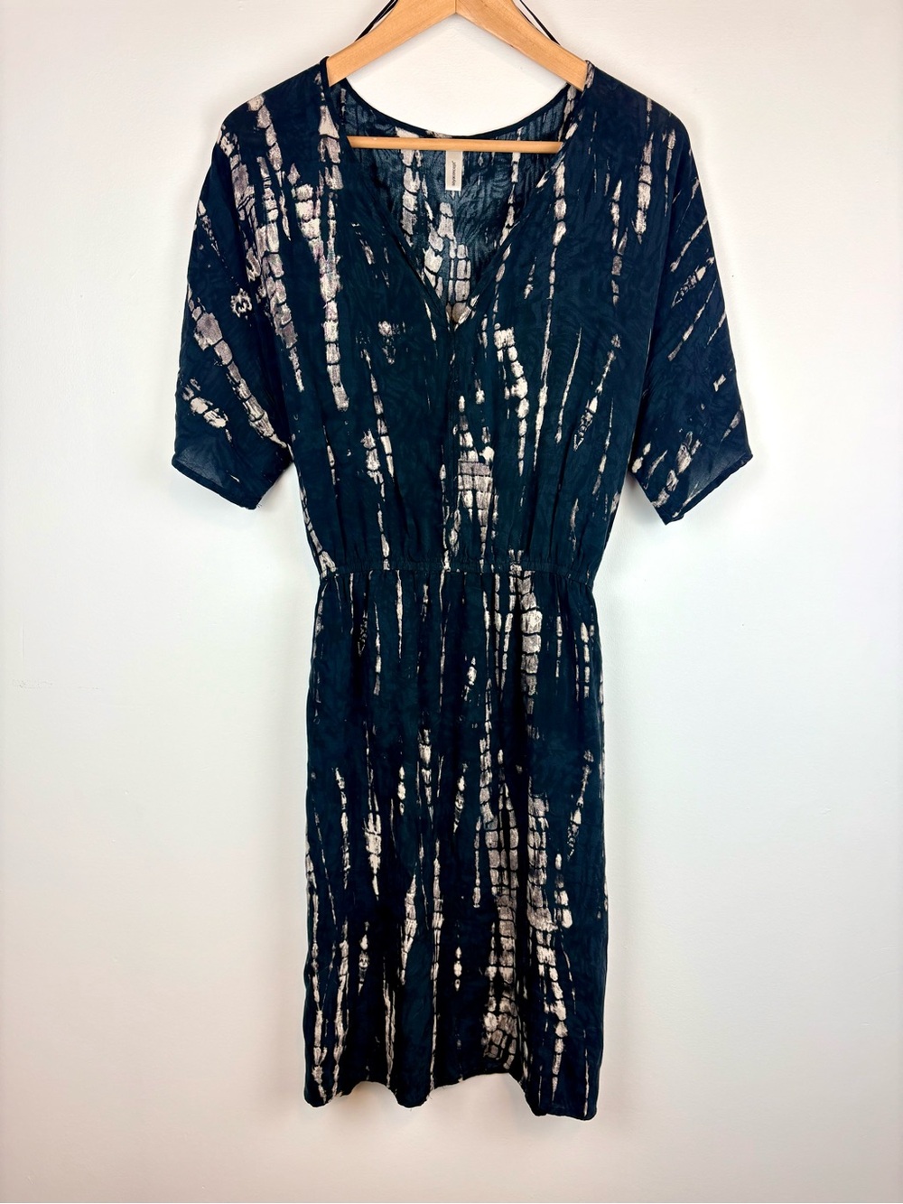 Soyaconcept Tie-Dye Black & White V-Neck Short Sleeve Dress